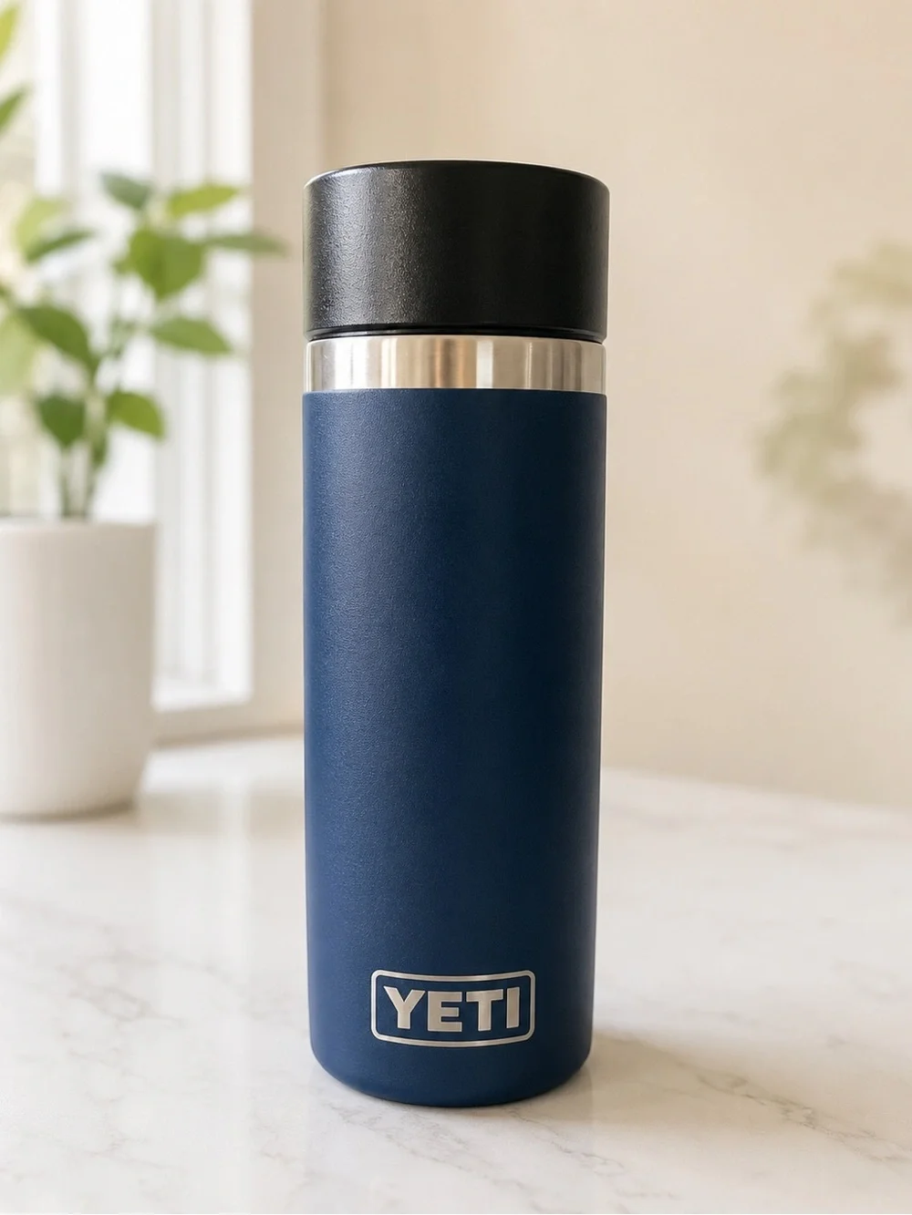 Yeti Navy Blue Insulated Travel Bottle with Black Cap